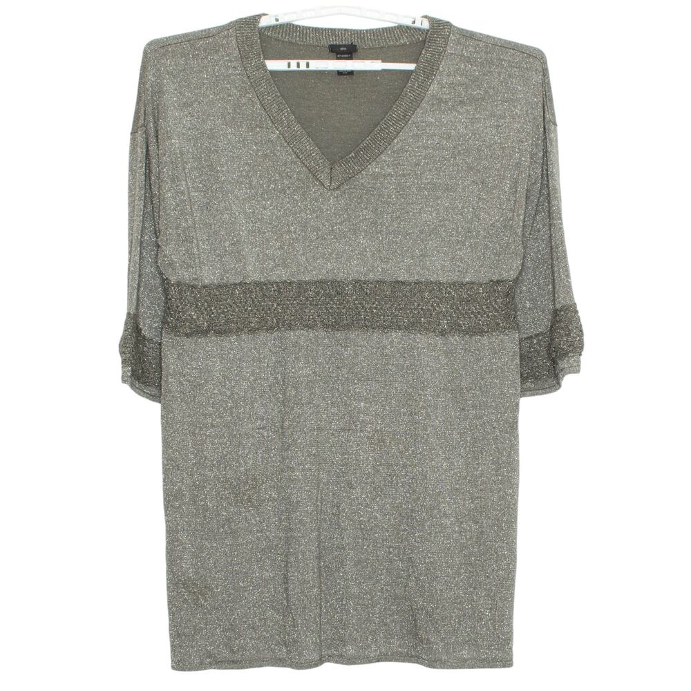 Ellos Metallic Gray Sweater Dress 3/4 Sleeve Plus Size 3X Minimalist 90s Y2K
